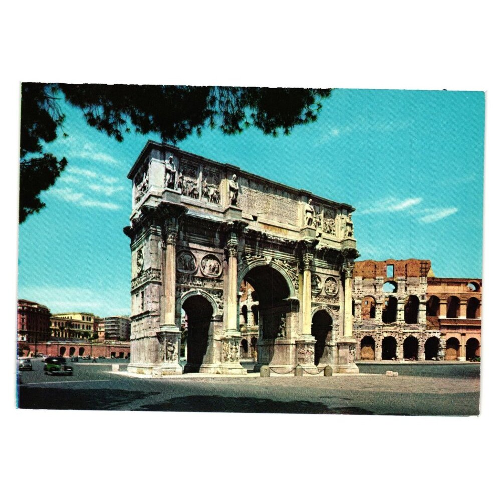 Vintage Italian Postcard Arco Di Costantino Rome Italy 1950s Tourism Vacation